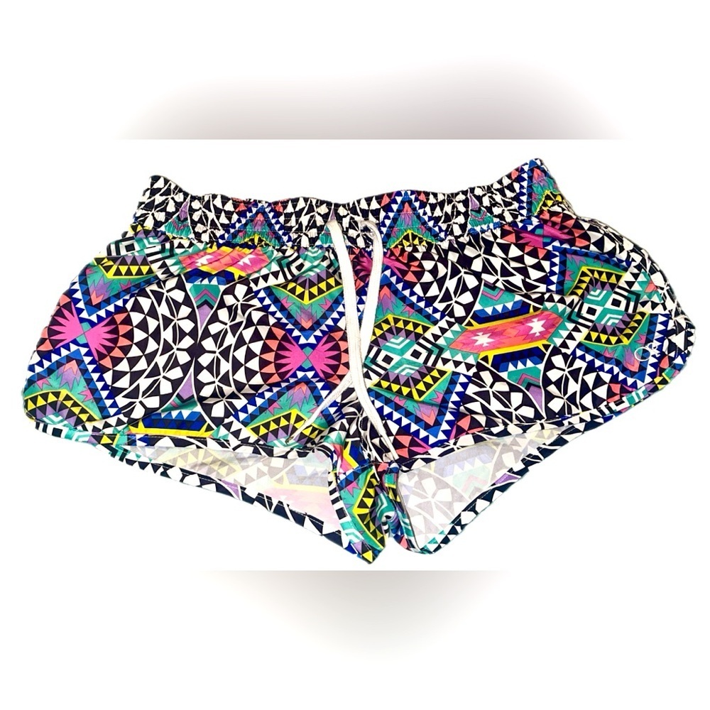OP Multicolor Tribal Print Board Shorts Medium Vintage 80s 90s Surf Swimwear